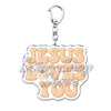 Silberner Acryl-Anhänger mit der Gravur "Jesus liebt dich".