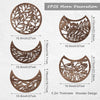 Five pieces of wooden moon decoration featuring intricate leaf patterns for wall art