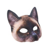 Máscara de mitad de cara peluda de gato marrón y negro para cosplay de fiesta.