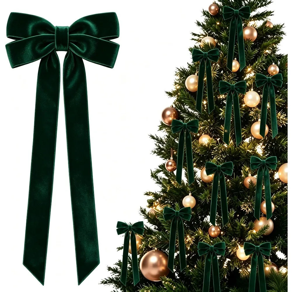 Burgundy Christmas Ornament Set with Silk Bows