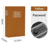 A brown book-shaped hidden safe with a yellow password lock.