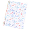 A spiral-bound reusable sticker collecting album with a white cover featuring watercolor floral illustrations in pink, blue, 