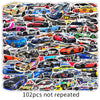 A collection of 102 unique retro car decals featuring various sports cars and vehicles.