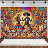 Day of the Dead Skeleton & Floral Backdrop for Party Photo Booth