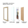 Four options for a picture frame: MDF wood frame, plastic glass, canvas poster, and synthetic wood backboard.
