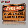 Vintage spanische Blechwanddekoration mit Warnschild in rot und gelb