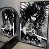 A canvas print featuring a fierce, dark-haired character with intense eyes and dramatic lighting.