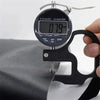 A digital measuring tool displays 0.79 mm, used for furniture repair patches.