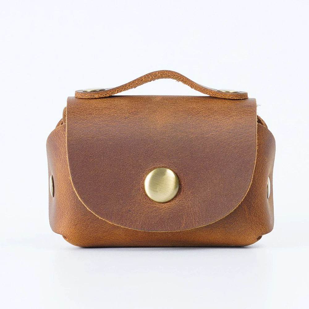 Genuine Leather Coin Purse with Secure Hasp Closure