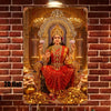 A 2D flat print of a Metal Durga Lakshmi Wall Art Statue depicting the deity seated on a throne surrounded by gold and floral