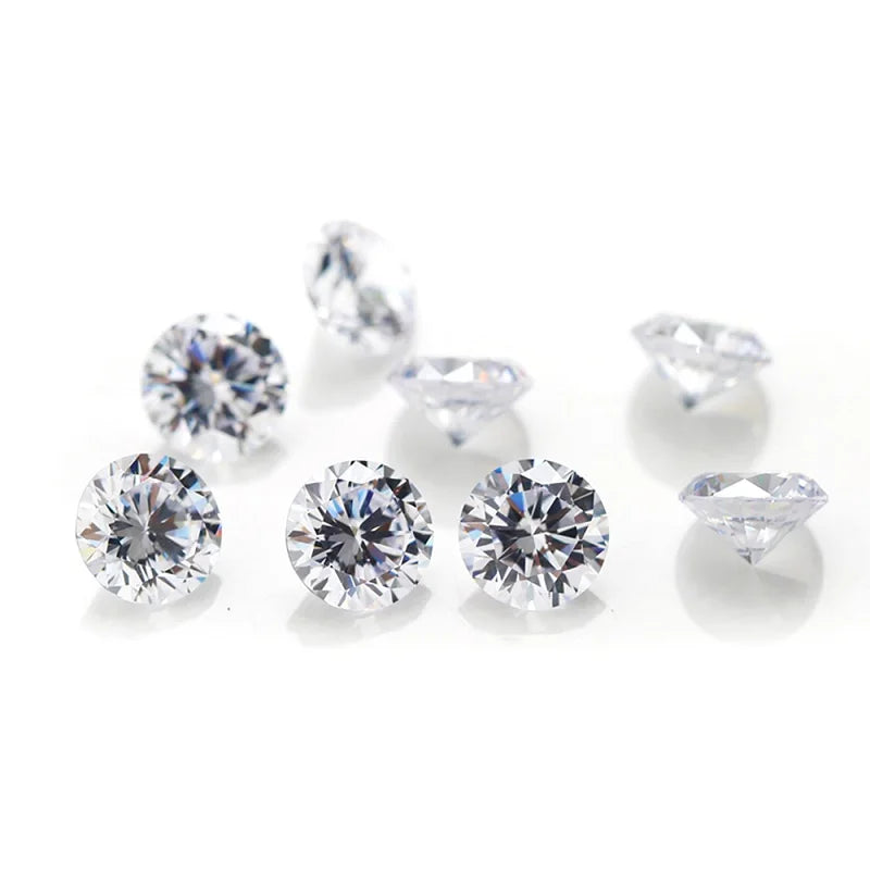A collection of various round and princess cut clear cubic zirconia loose stones for jewelry making.