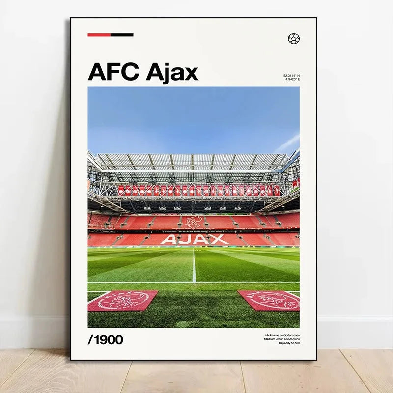 Canvas wall art featuring a view of the AFC Ajax stadium and pitch.