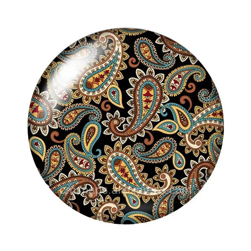 Round Leaf Pattern Flat Back Glass Cabochons for Jewelry Making