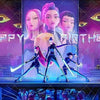 A vibrant magic fantasy witch hunters party backdrop featuring characters and a birthday theme.