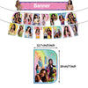 A banner featuring K-pop inspired photos of female idols and a large vertical photo print.