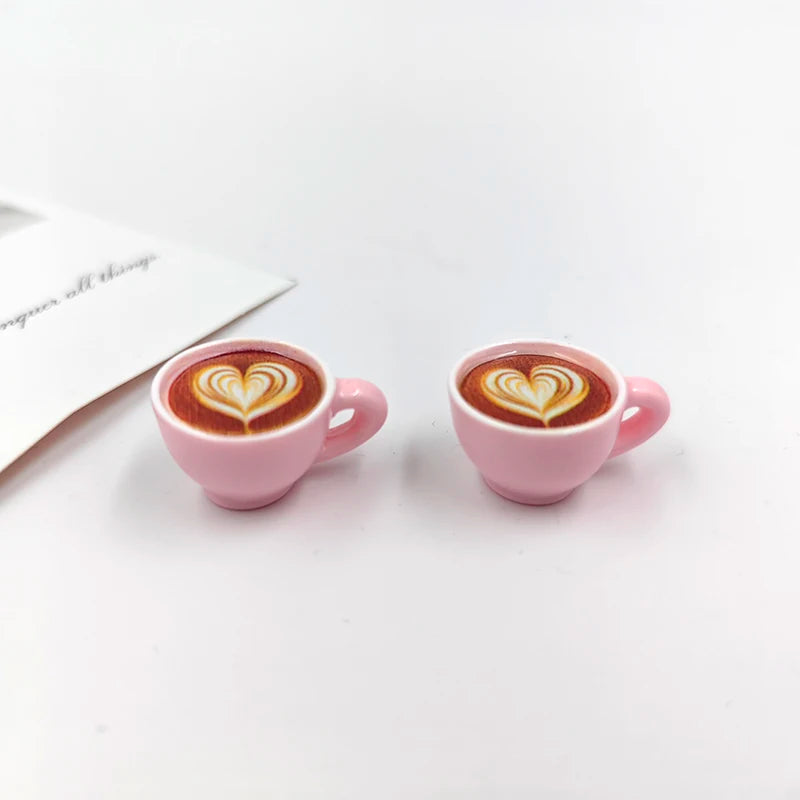 Kawaii Latte Coffee Cup Charms for DIY Jewelry Making