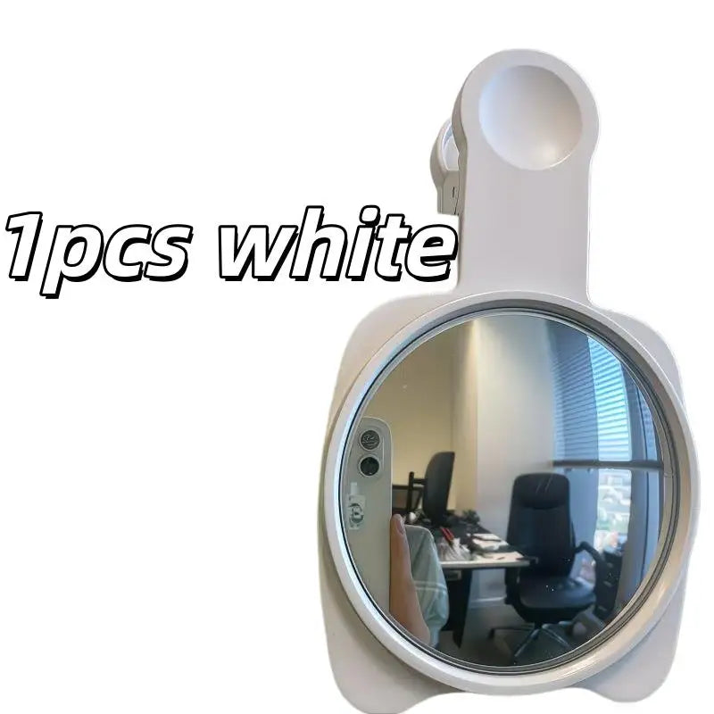 A white 360° adjustable privacy convex mirror designed for desk use.