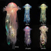 A collection of five jellyfish lantern DIY decor lamps in pink, blue, green, purple, and white.