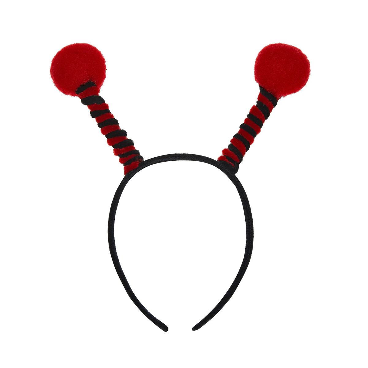 A headband costume set featuring red felt insect wings and black striped antennae.