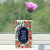 Hand-Painted Ceramic Book Vase with Blooming Flowers
