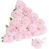 A bouquet of pink silk peony artificial flowers with stems.