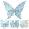 Sparkling fairy wings costume set featuring iridescent blue and teal glitter with a wand and floral crown
