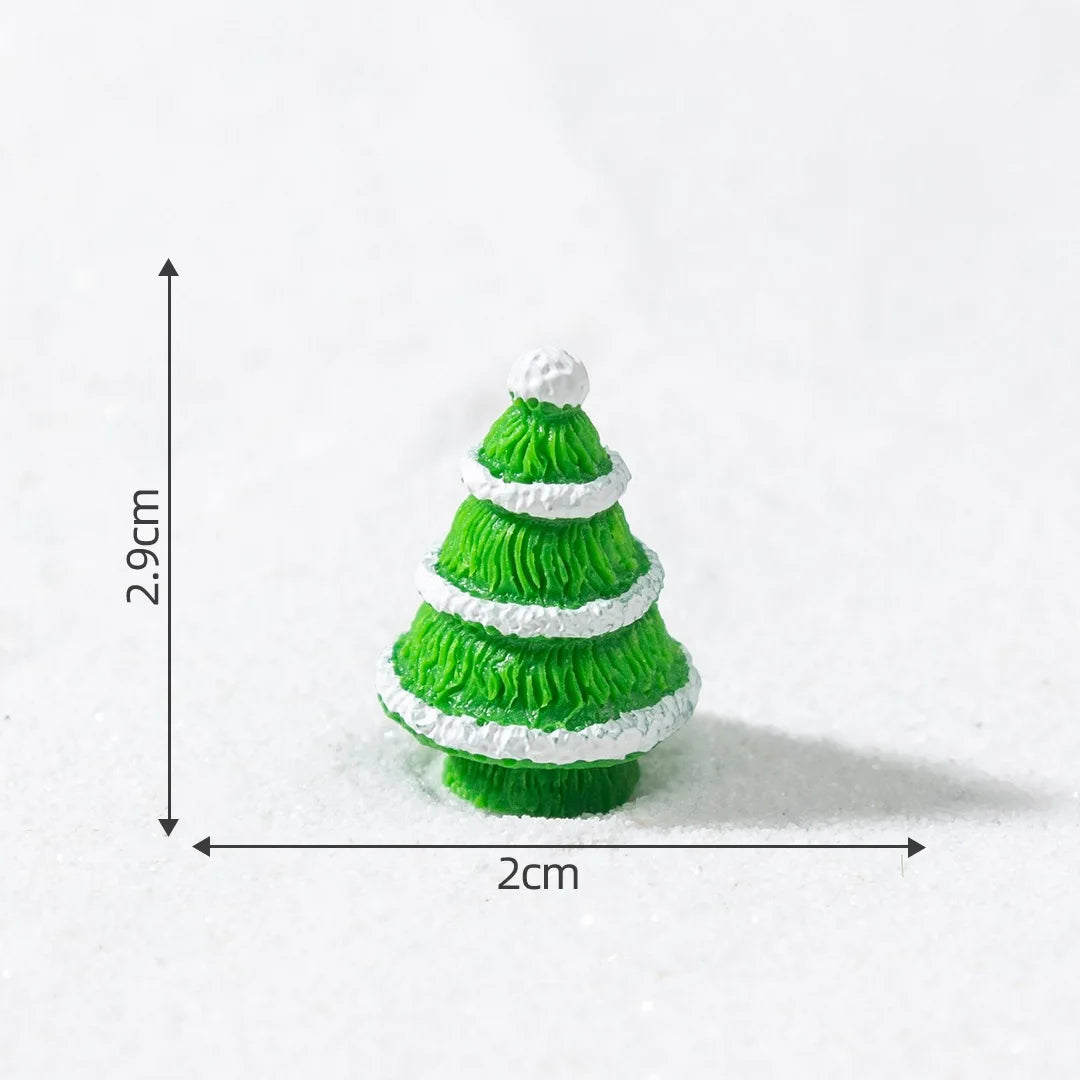 A small, green, conical Christmas tree charm with white stripes, shown against a white background.