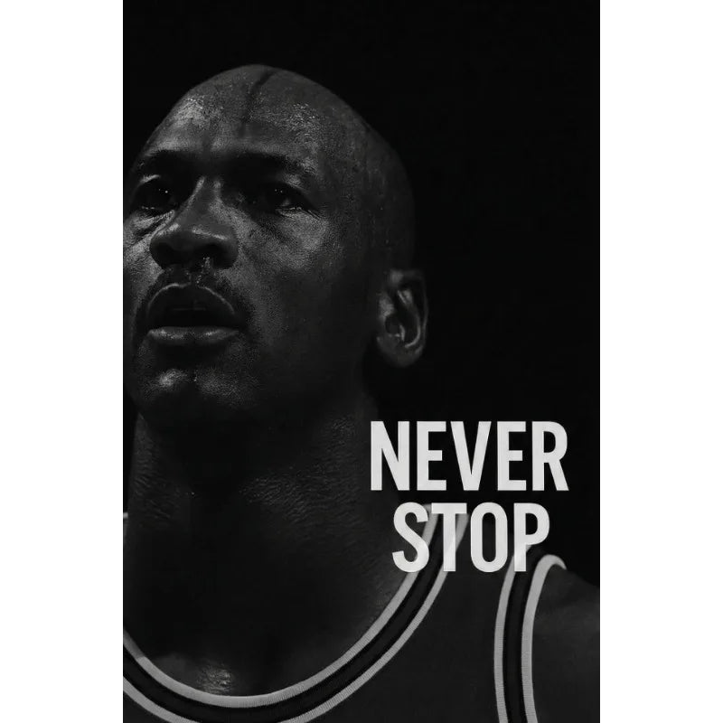 Black and white portrait of a muscular man with a shaved head looking intensely forward, wearing a basketball jersey.