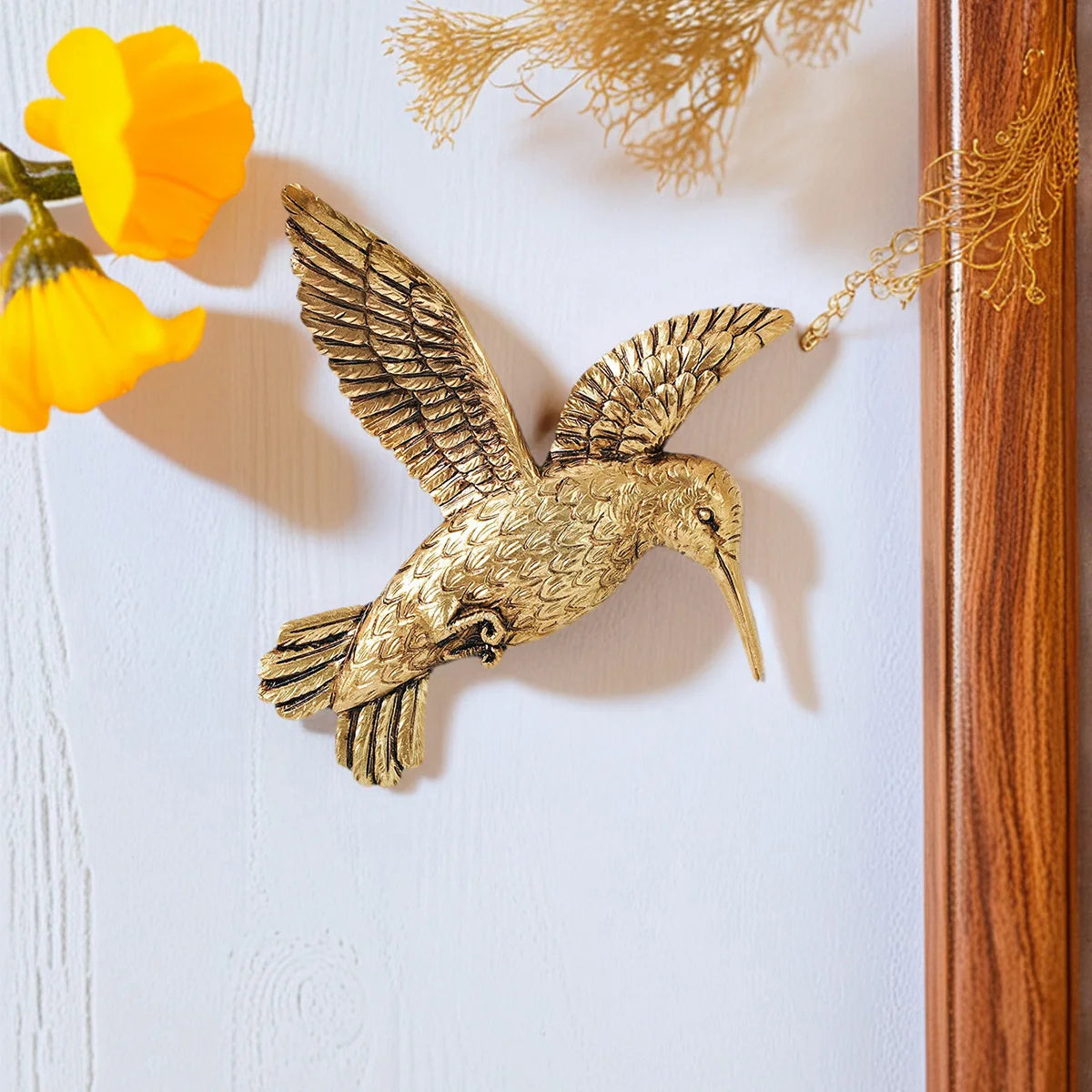 Golden Hummingbird Wall Art Décor