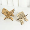 Elegant wooden book stand carved with Arabic calligraphy for Quran and holy books