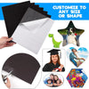 A pack of five flexible self-adhesive magnetic sheets in black and white, demonstrating customization options for various sha