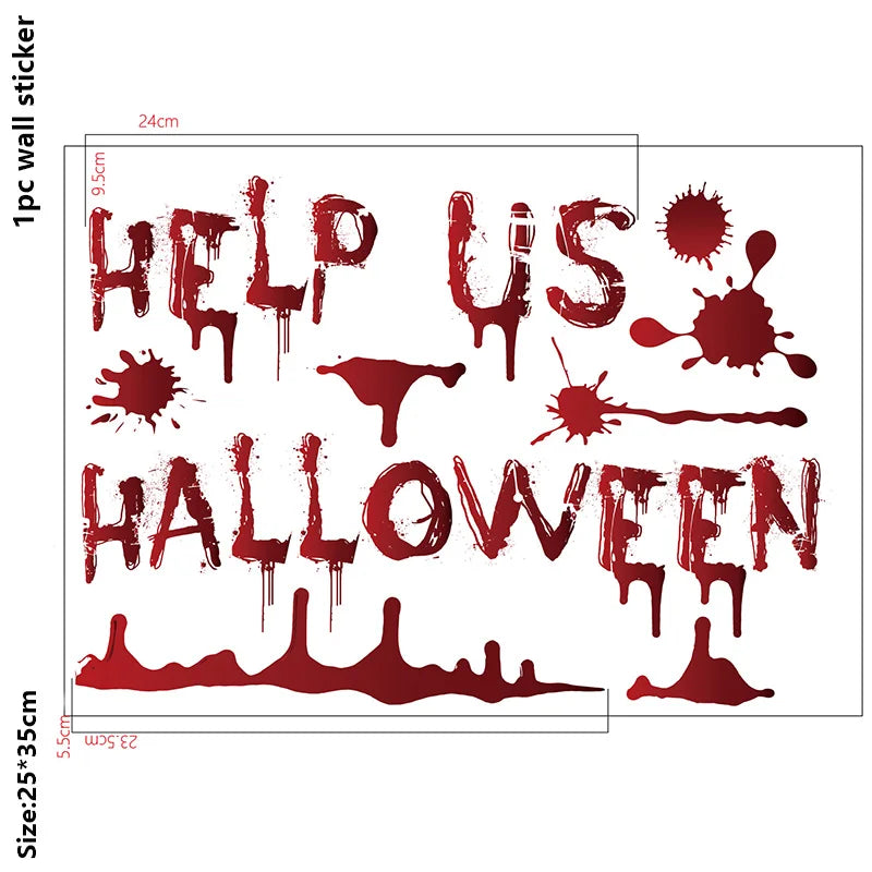 Halloween Bloodstain Sticker Set with Handprints, Footprints & Skulls
