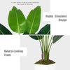 A highly simulated design of a natural-looking Bird of Paradise plant with large green leaves in a white planter.