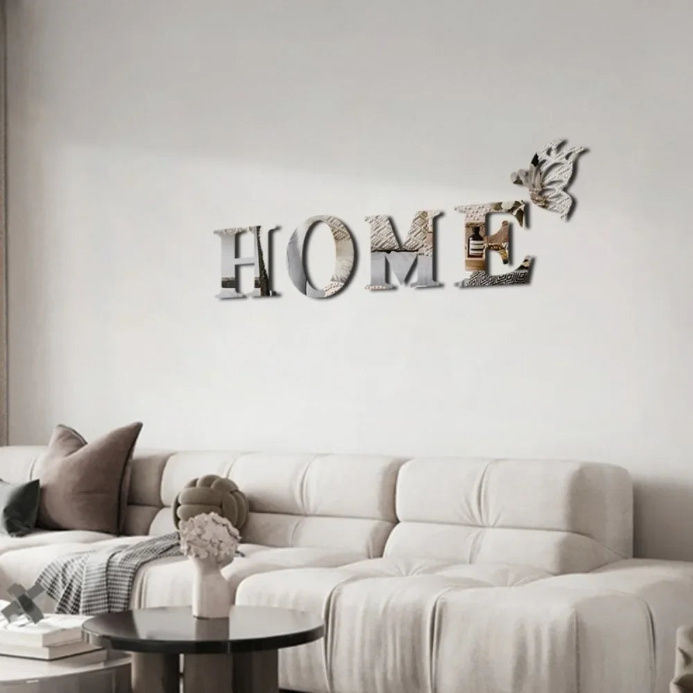 Acrylic Mirror Wall Stickers with Butterfly Design