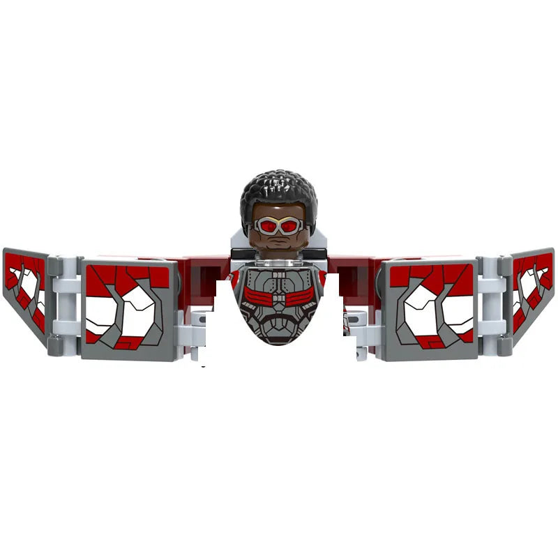 Horror movie icon building blocks set featuring a figure with dark skin and red eyes.