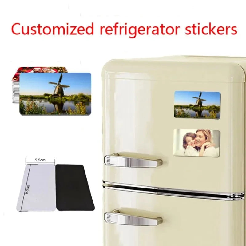 Customized refrigerator stickers and blank sublimation magnet sets for DIY fridge magnets