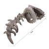 A realistic gray 3D dinosaur skeleton plush costume for kids shown in profile view.