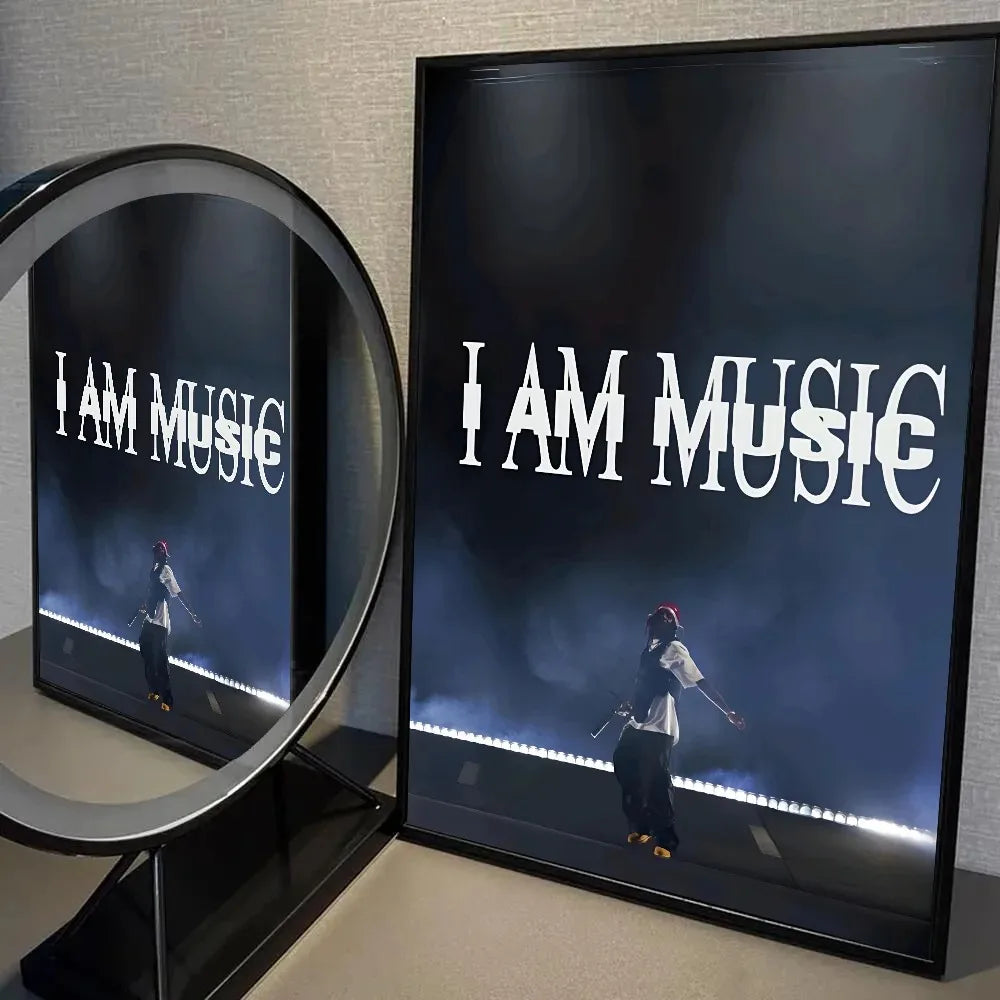 Canvas wall art featuring a silhouette of Playboi Carti performing on a stage.