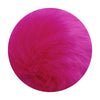 A vibrant magenta faux fur pom pom keychain attached to a silver chain.