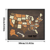 A custom engraved wooden USA travel map puzzle showing the United States divided into states.