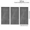 Three black plastic background curtains, 200cm long each.