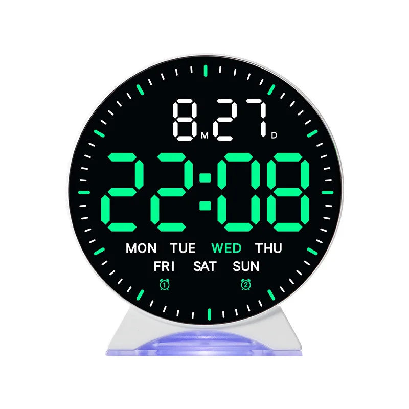 A digital alarm clock displaying 22:08 with a jumping seconds feature on a black background.