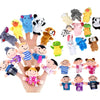 A collection of plush animal finger puppets featuring various colors and characters for storytelling.
