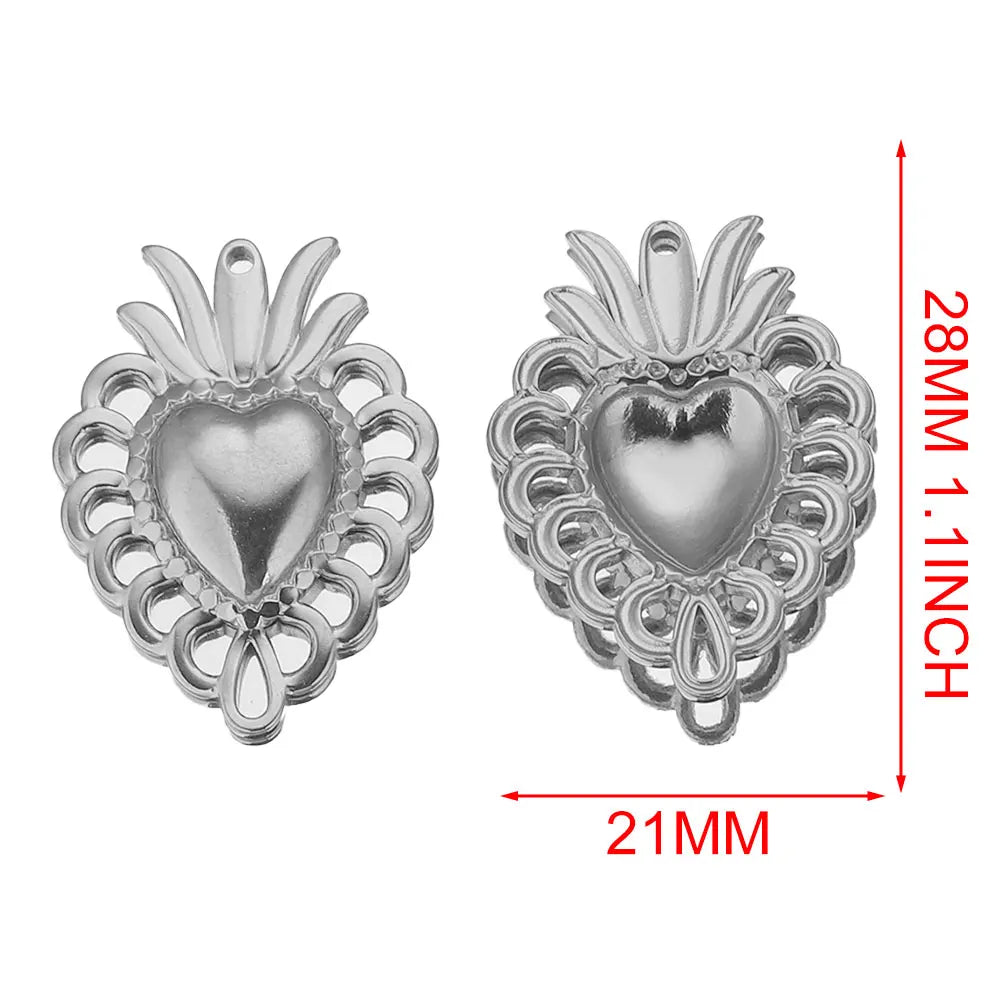 Gold Sacred Heart Charms for Jewelry Making