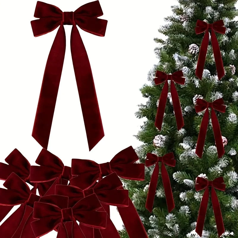 Red Velvet Christmas Tree Bows (10-Pack)
