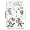 Wall stickers featuring teddy bear pilots in various airplanes and a parachute against a starry sky background