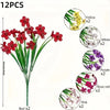 A set of 12 artificial flowers including red, yellow, white, purple, rose red, and pink flowers.