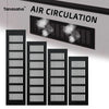 Air circulation system showing a rectangular ventilation grille and various vertical slats.