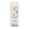 A pack of champagne gold number candles shaped like the number 3 for birthday cakes and party decor.