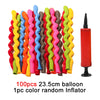 A bundle of 100 assorted latex balloons in various bright colors, ready for inflation.